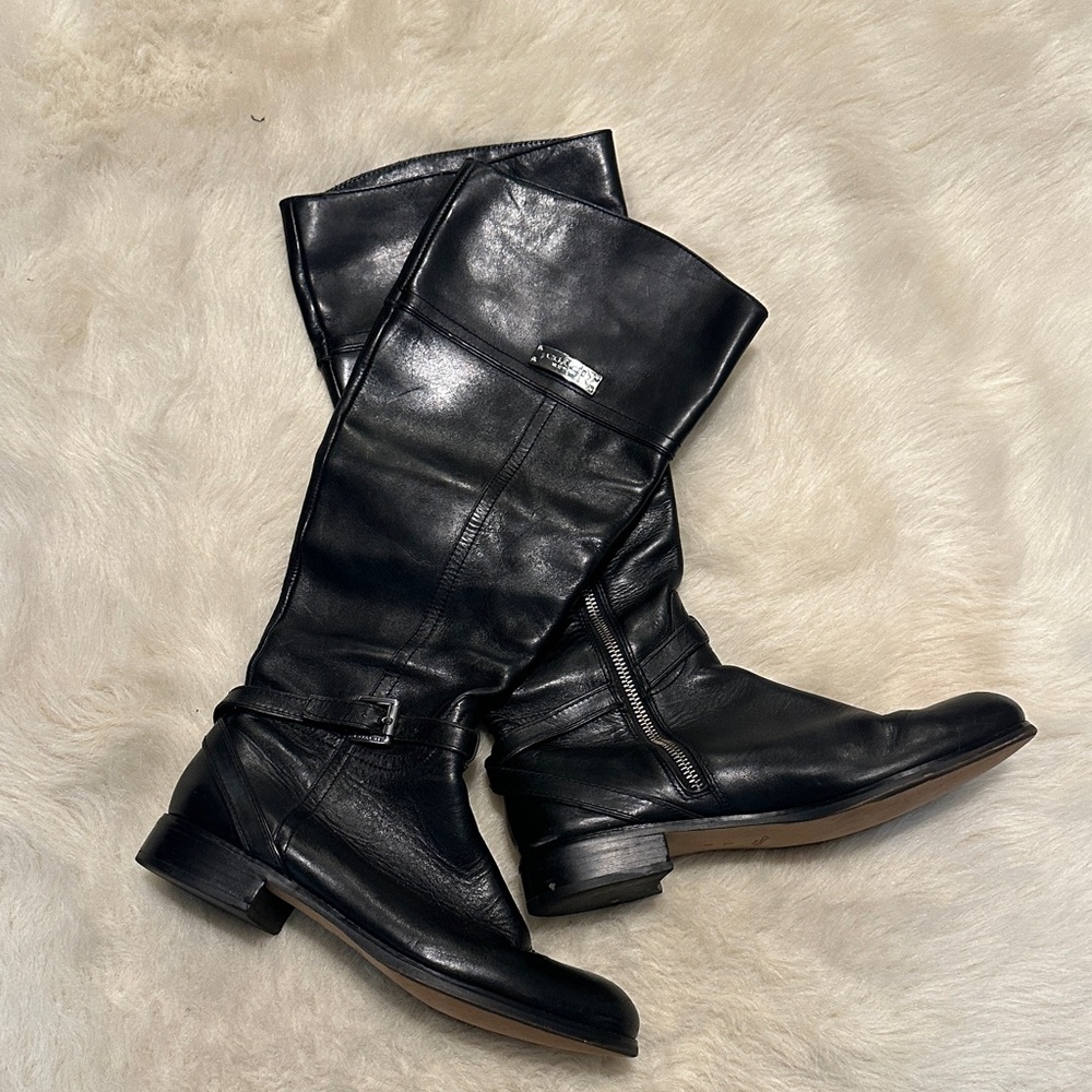 Coach Black Over the Knee Leather Boots - Picture 1 of 7